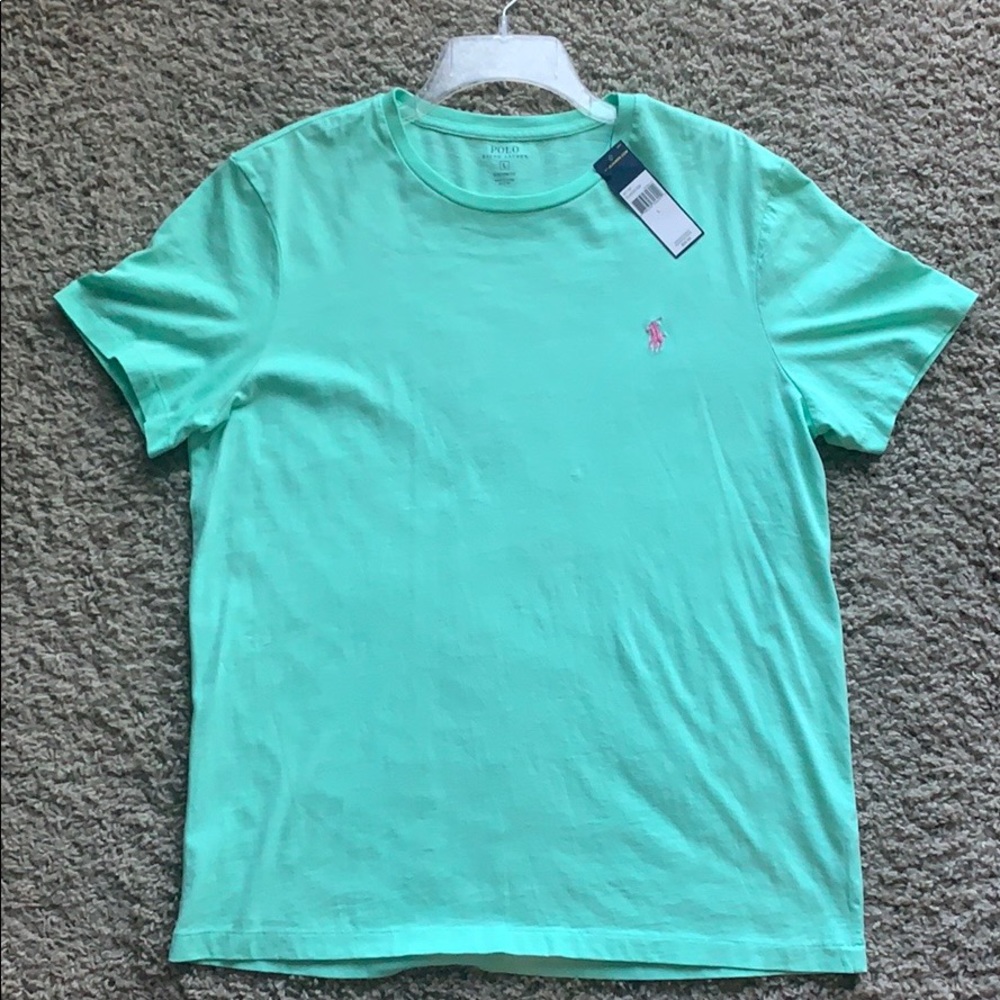 Polo Ralph Lauren Light Green Shirt with Pink Logo